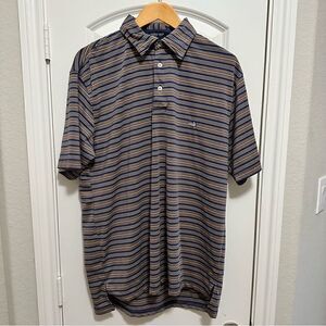 Men’s Southern Marsh Polo Yellow and Navy Stripes Size Medium